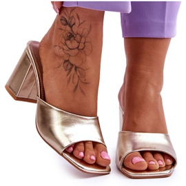 Klassische Damen-Flip-Flops aus Leder in Metallic-Gold golden