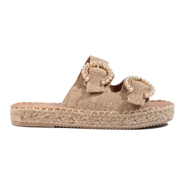 Beige Shelovet-Schnallenpantoffeln für Damen