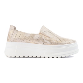 Damen-Slipper aus Leder in Gold von Shelovet golden