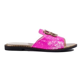 Rosa Damen-Flip-Flops mit Goldverzierung von Shelovet