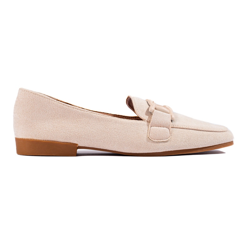 Beigefarbene Damen-Loafer von Shelovet aus Wildleder