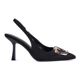 Schwarze Wildleder-Pumps mit offenem Absatz von Shelovet