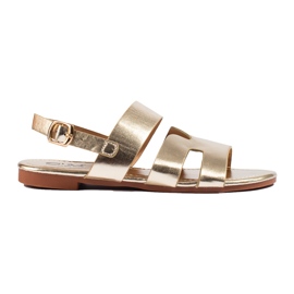 Goldene flache Sandalen von Shelovet