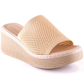 Beige Keilpantoffeln für Damen T.Sokolski MU100