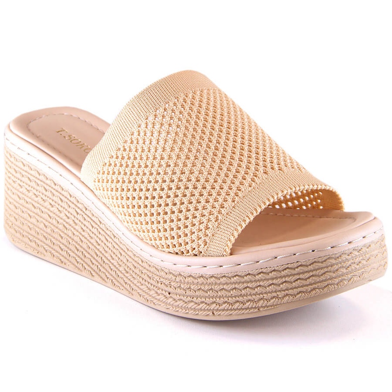 Beige Keilpantoffeln für Damen T.Sokolski MU100