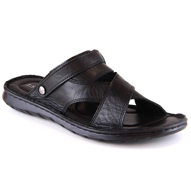 Herren-Flip-Flops aus schwarzem Leder von T.Sokolski LM20-02