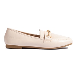 Beige Damen-Loafer mit dekorativem Shelovet-Element
