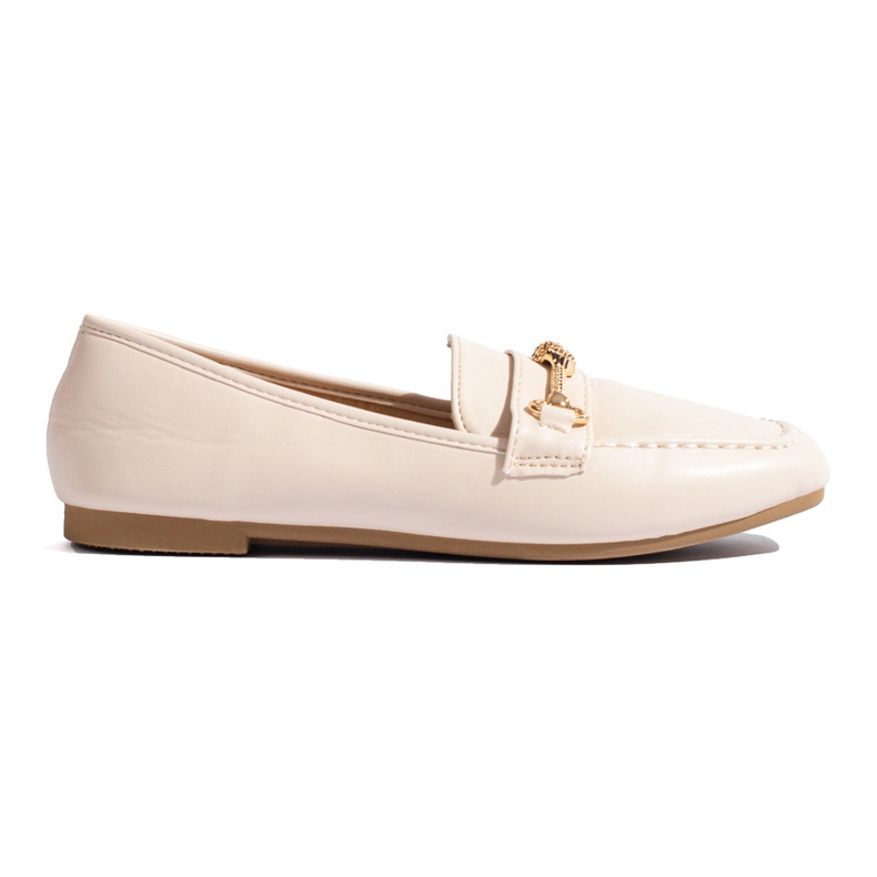 Beige Damen-Loafer mit dekorativem Shelovet-Element