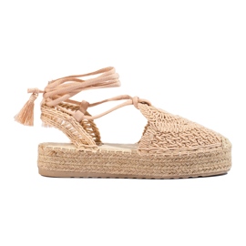 Dunkelbeige Boho-Plateau-Espadrilles von Shelovet