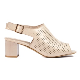 Durchbrochene Wildleder-Absatzsandalen für Damen Shelovet Gold golden