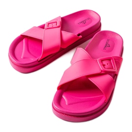 Rosafarbene Pantoletten mit Gummischnalle von Pauline