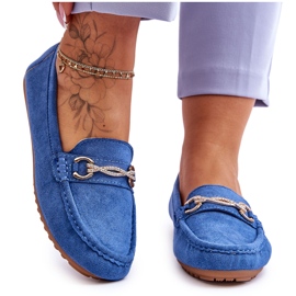 Klassische Wildleder-Mokassins mit Amera-Blau-Verzierung