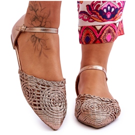 FM1 Elegante Damen-Sandalen, flach, Roségold, Sheia golden