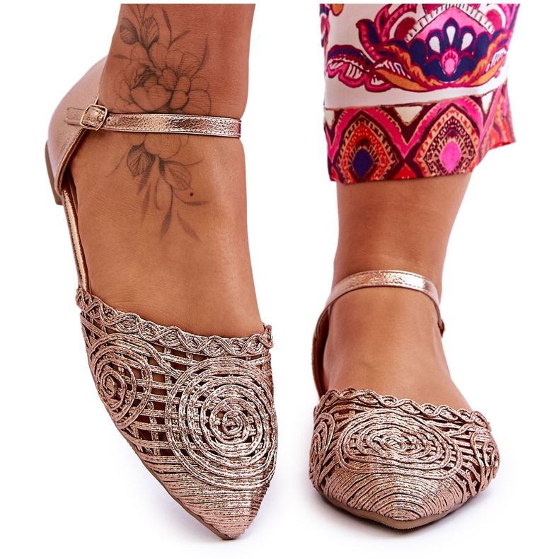 FM1 Elegante Damen-Sandalen, flach, Roségold, Sheia golden