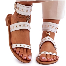 FI1 Einzigartige Damensandalen mit weißen Selina-Nieten