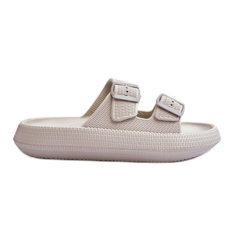 Damen-Schaumhausschuhe mit Streifen in Hellgrau von Sharmen