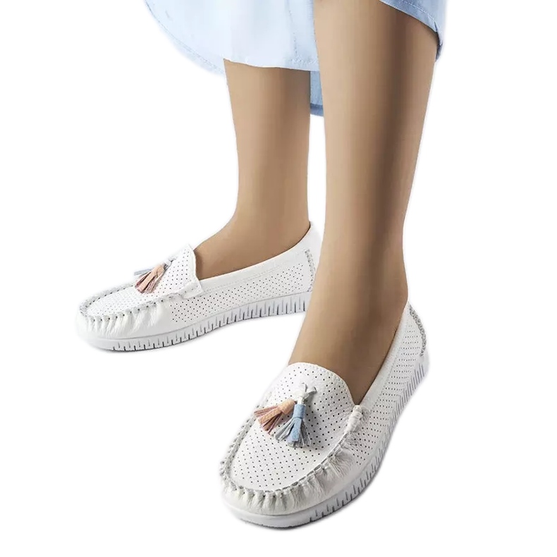 Maryville-Mokassins aus weißem Leder