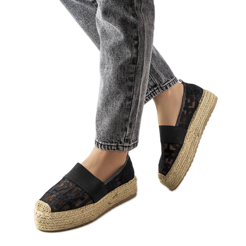 Schwarze Mesh-Espadrilles von Bateliers