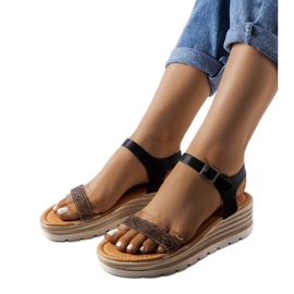 Schwarze Keilsandaletten von Bussière