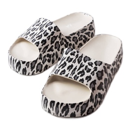 Weiße Plateau-Slipper mit Leopardenmuster von Galena