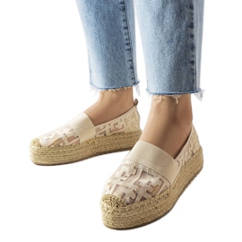 Beige Mesh-Espadrilles von Bateliers