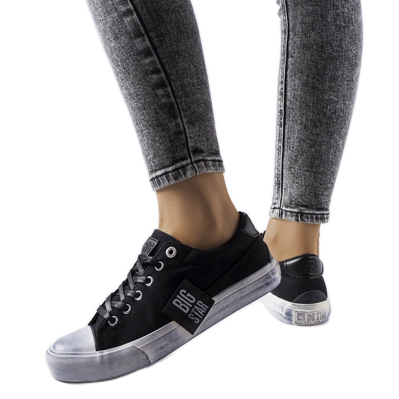 Schwarze Sneakers mit Abrieb Big Star JJ274354