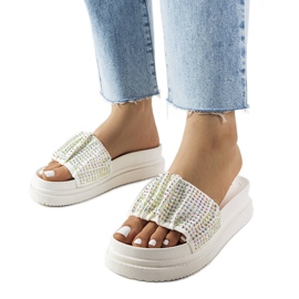 Weiße Plateausandalen mit Zirkonias von Franet