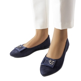 Marineblaue Ballerinas mit Strasssteinen von Fleming