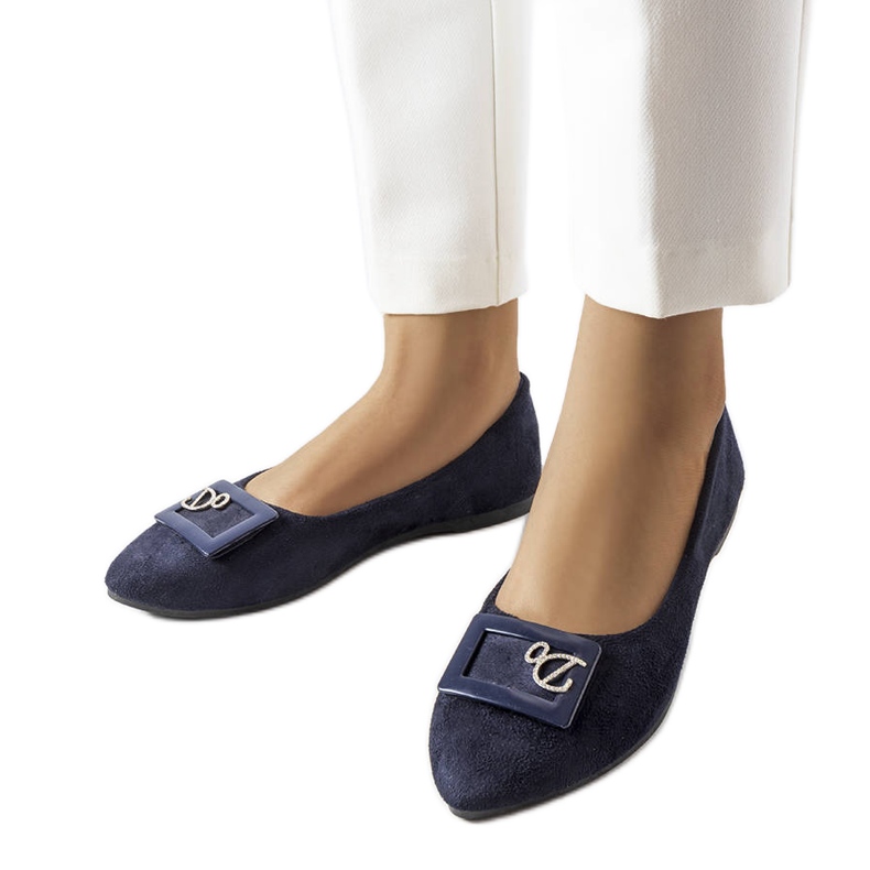 Marineblaue Ballerinas mit Strasssteinen von Fleming