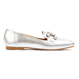 Silberne Damen-Loafer mit Shelovet-Verzierung