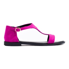 Fuchsiafarbene flache Damensandalen von Vinceza rosa