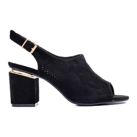 Schwarze Wildleder-Sandalen mit hohen Absätzen von Vinceza