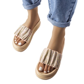 Rosa Plateausandalen mit Zirkonias von Franet