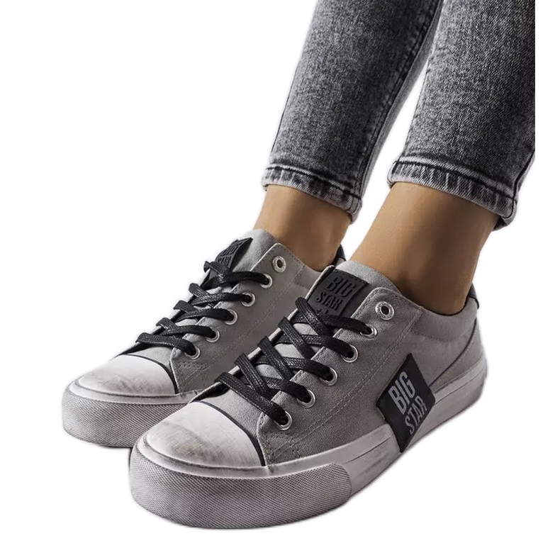 Graue Sneakers mit Abrieb Big Star JJ274353