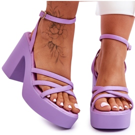FS1 Modische High-Heels-Sandalen mit lila Shemira-Streifen violett