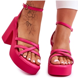 FS1 Modische High-Heels-Sandalen mit fuchsiafarbenen Shemira-Riemen rosa