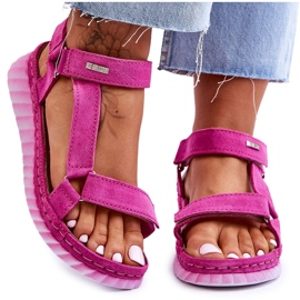 Wildledersandalen mit Klettverschluss Big Star LL276012 Pink rosa