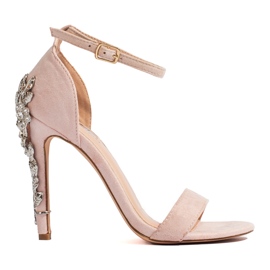 Damensandalen mit dekorativem Shelovet-Absatz beige