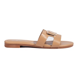 Flache Sandalen mit Dekoration Shelovet beige