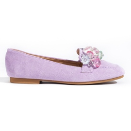 Shelovet lila Wildleder-Loafer mit Steinen