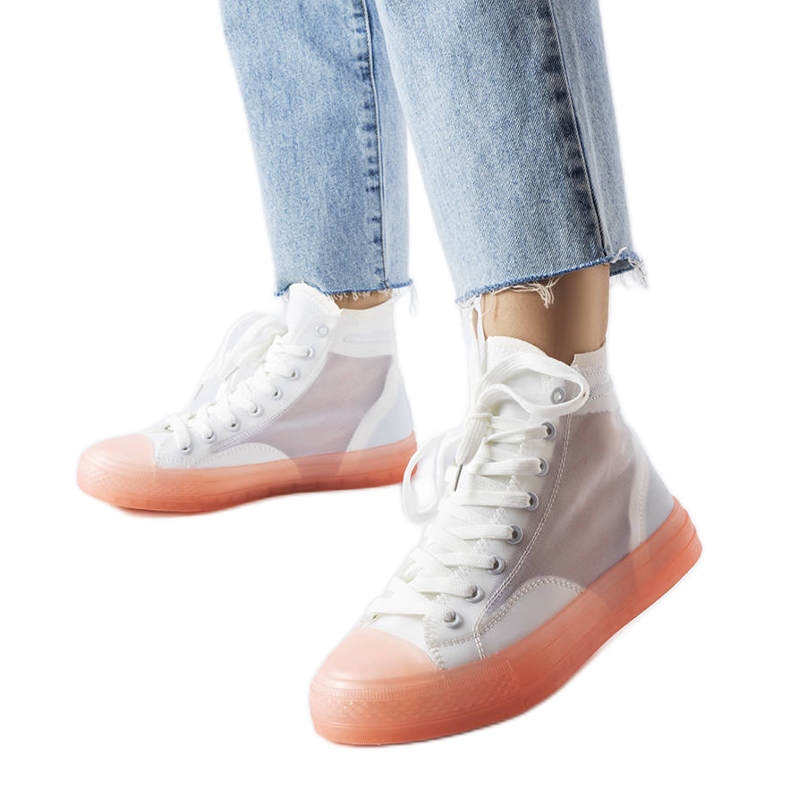 Weiße und rosa High-Top-Sneaker von Nanterre