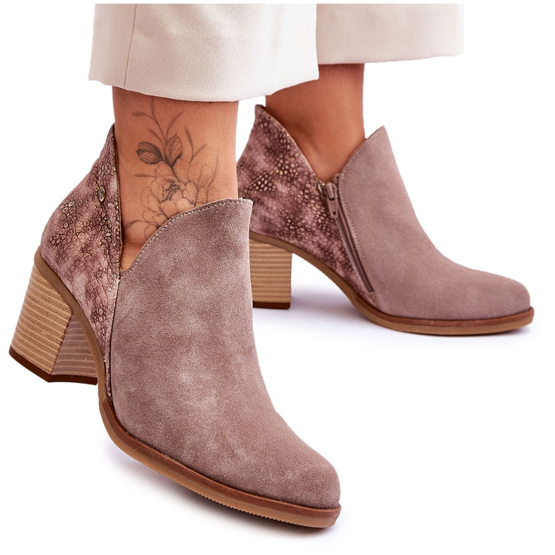 Damen-Lederstiefel mit Absatz Maciejka 04492-14 Dunkelbeige