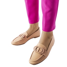 Dunkelbeige Slipper mit Schnalle von Poissonnier