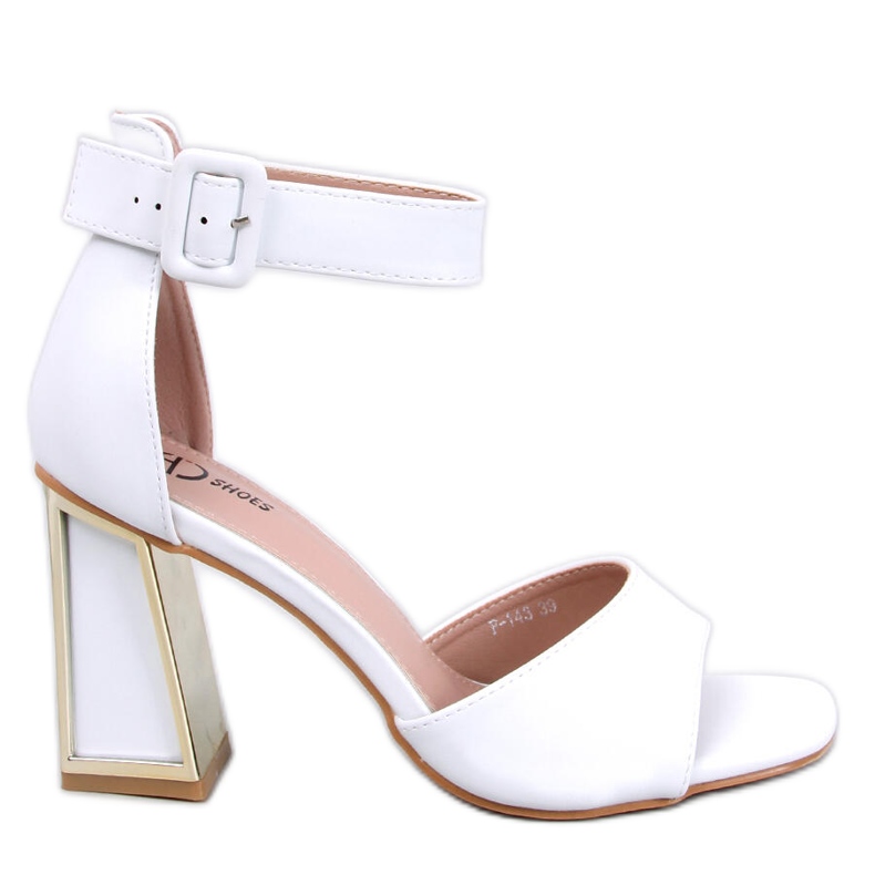 Tamara Weiße Sandalen mit geometrischem Absatz