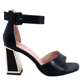 Tamara Schwarze Sandalen mit geometrischem Absatz