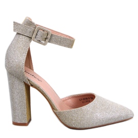 Midnight LT.GOLD schillernde Pumps mit Blockabsatz golden