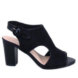 Morillo Schwarze, durchbrochene Sandaletten mit Absatz