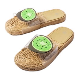 Transparente Hausschuhe mit Foddie-Dekoration beige