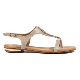 Goldene flache Shelovet-Sandalen