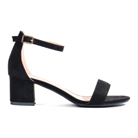 Schwarze Wildleder-Sandalen mit niedrigem Absatz von Shelovet